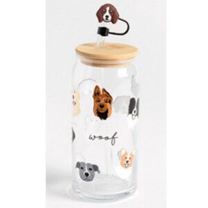 The Paper Store's Various Dog Breeds (20 oz.)Glass Tumbler with Straw & Topper